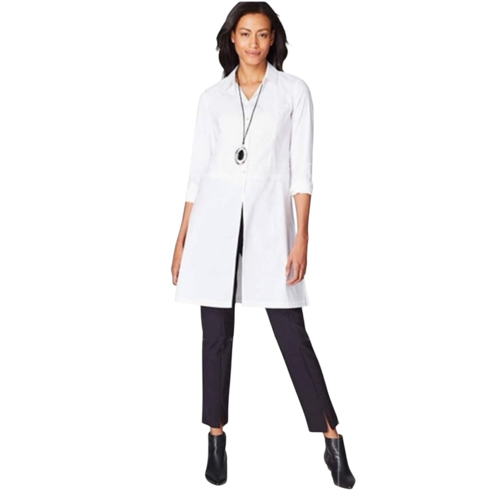 CHRISTIAN SIRIANO X J. JILL White Long Sleeve Button Down High-Vent Tunic S